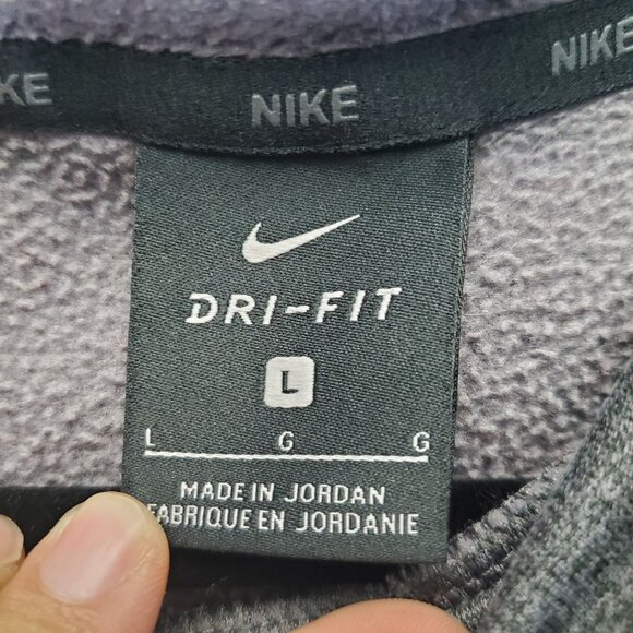 Nike Shirt Mens Large Gray Hoodie Dri-Fit Pullover Fleece Lined Athletic Wear - Picture 2 of 9